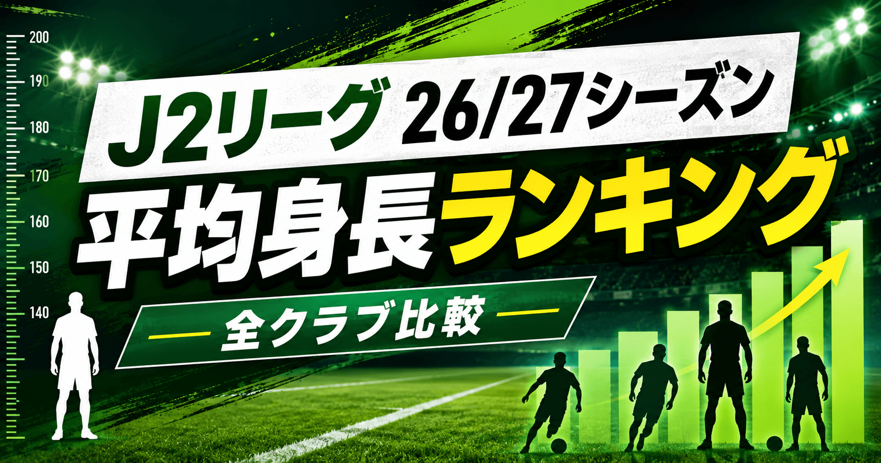 【J2リーグ】平均身長ランキング 〜26/27シーズン第4節メンバー20人で比較〜