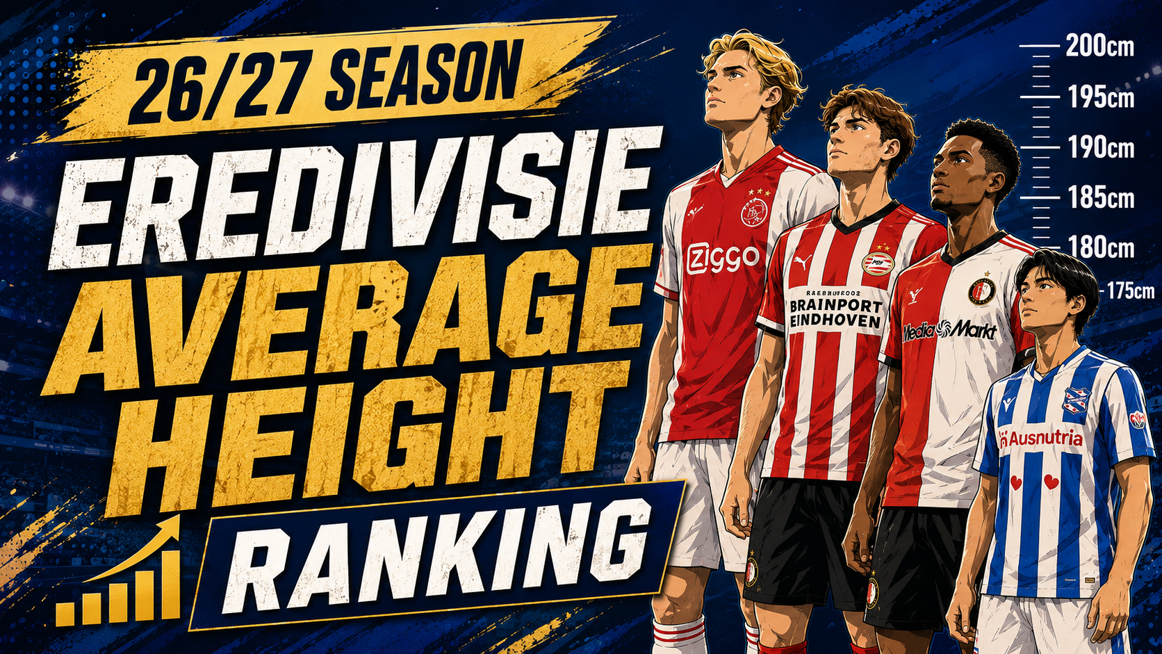 [Eredivisie] Average Height Ranking — All 18 Clubs on Opening Weekend 2026-27