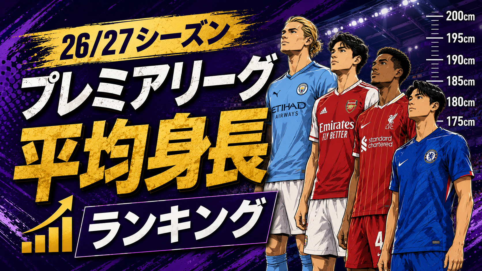 【プレミアリーグ】平均身長ランキング 〜26/27シーズン開幕節の先発11人で比較〜